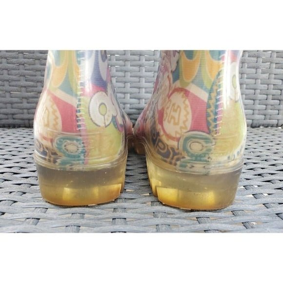 COACH Multicolor Poppy Waterproof Rain Boots 13" tall Size 8 - Picture 6 of 7